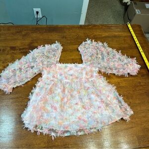 Astoria beautiful colorful tulle 3D floral top size small
